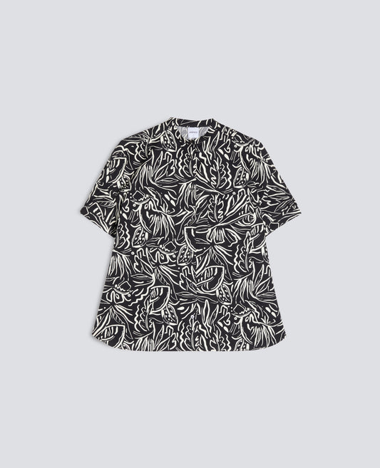 CHEMISE EN COTON EN POPELINE AVEC COL MANDARIN - NERO - ASPESI