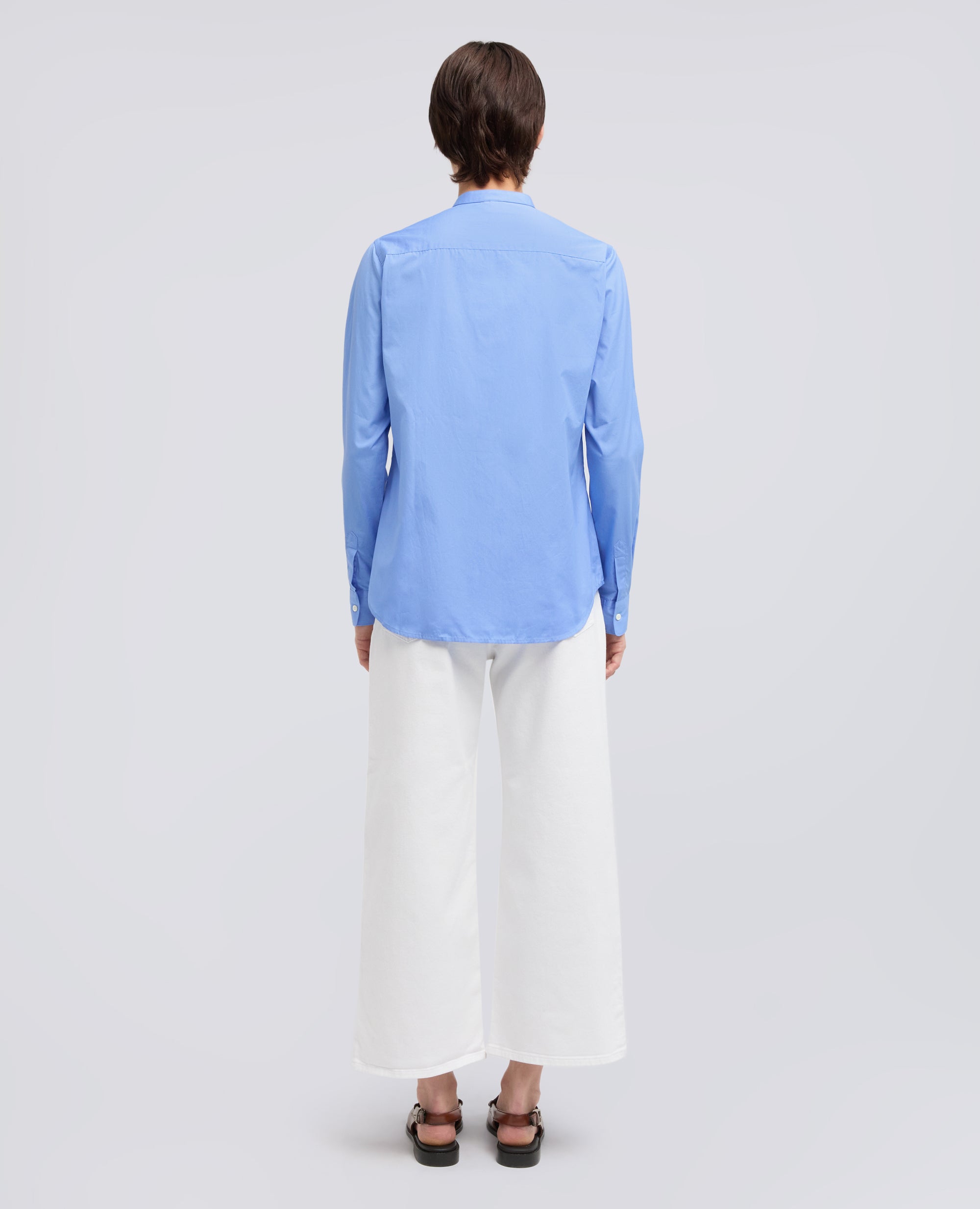 CAMICIA CLASSICA IN POPELINE DI COTONE CON COLLO ALLA COREANA - AZZURRO - ASPESI