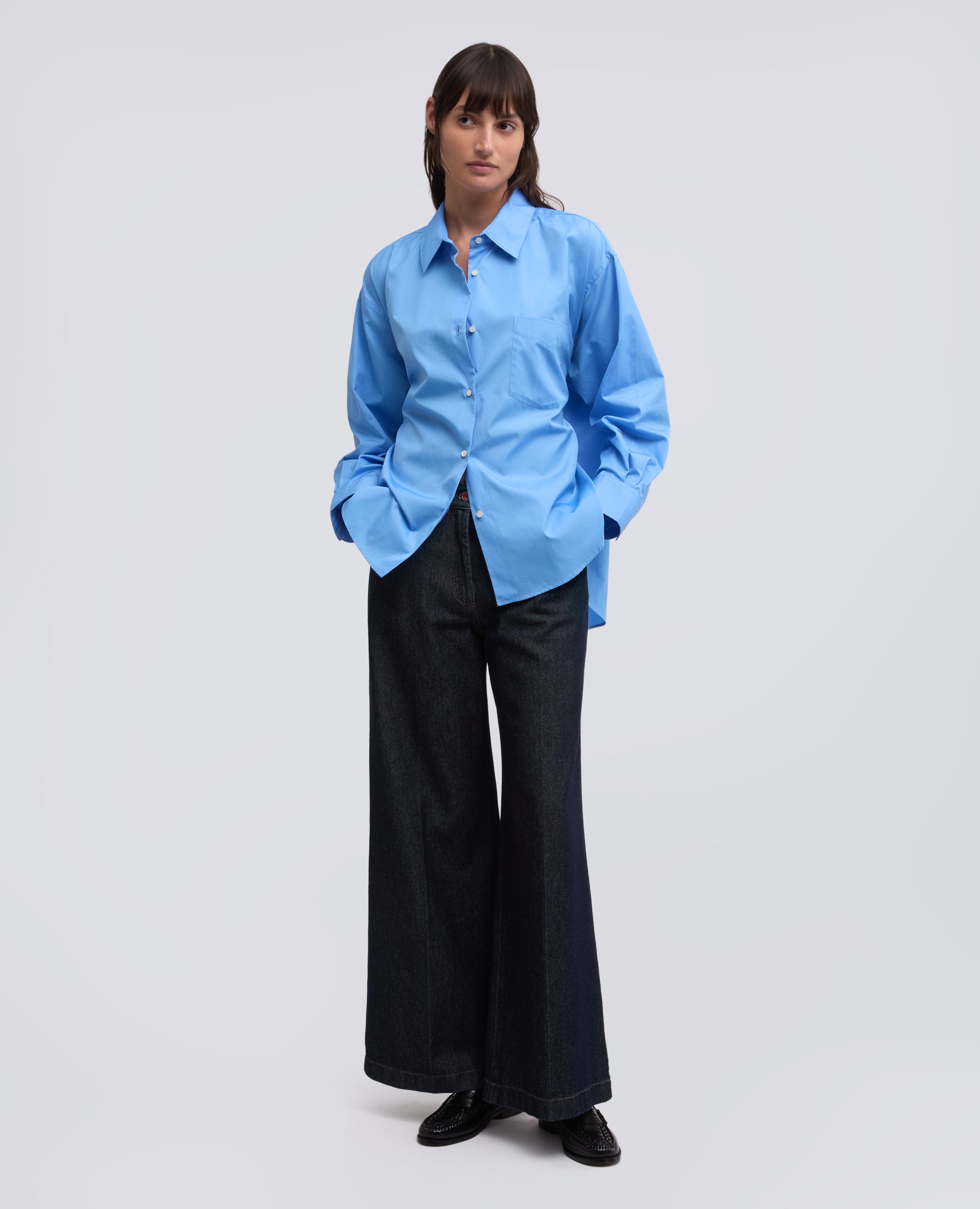 CAMISA DE ALGODON POPELINA - AZZURRO - ASPESI
