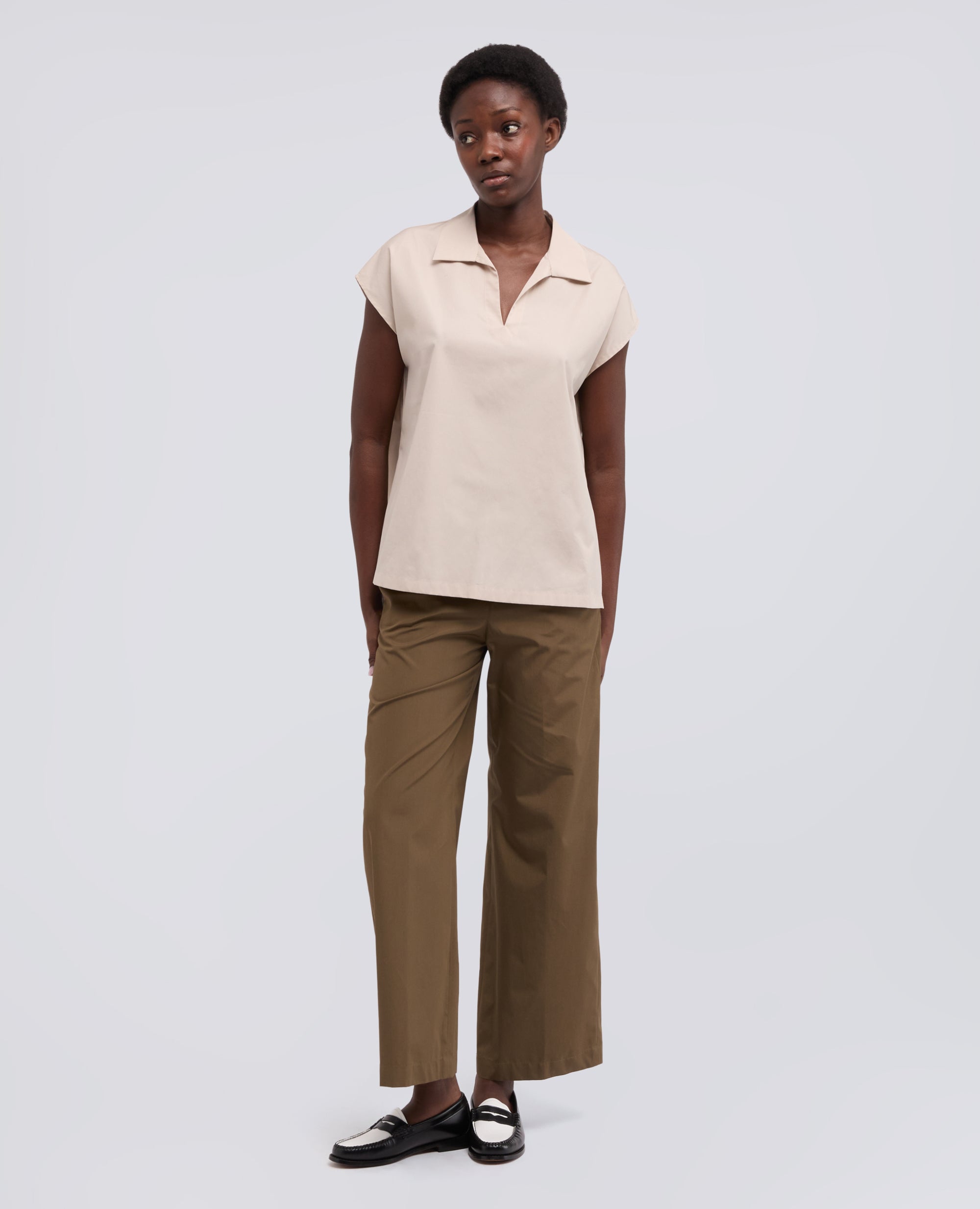 TOP DE POPELINA DE ALGODON - BEIGE - ASPESI