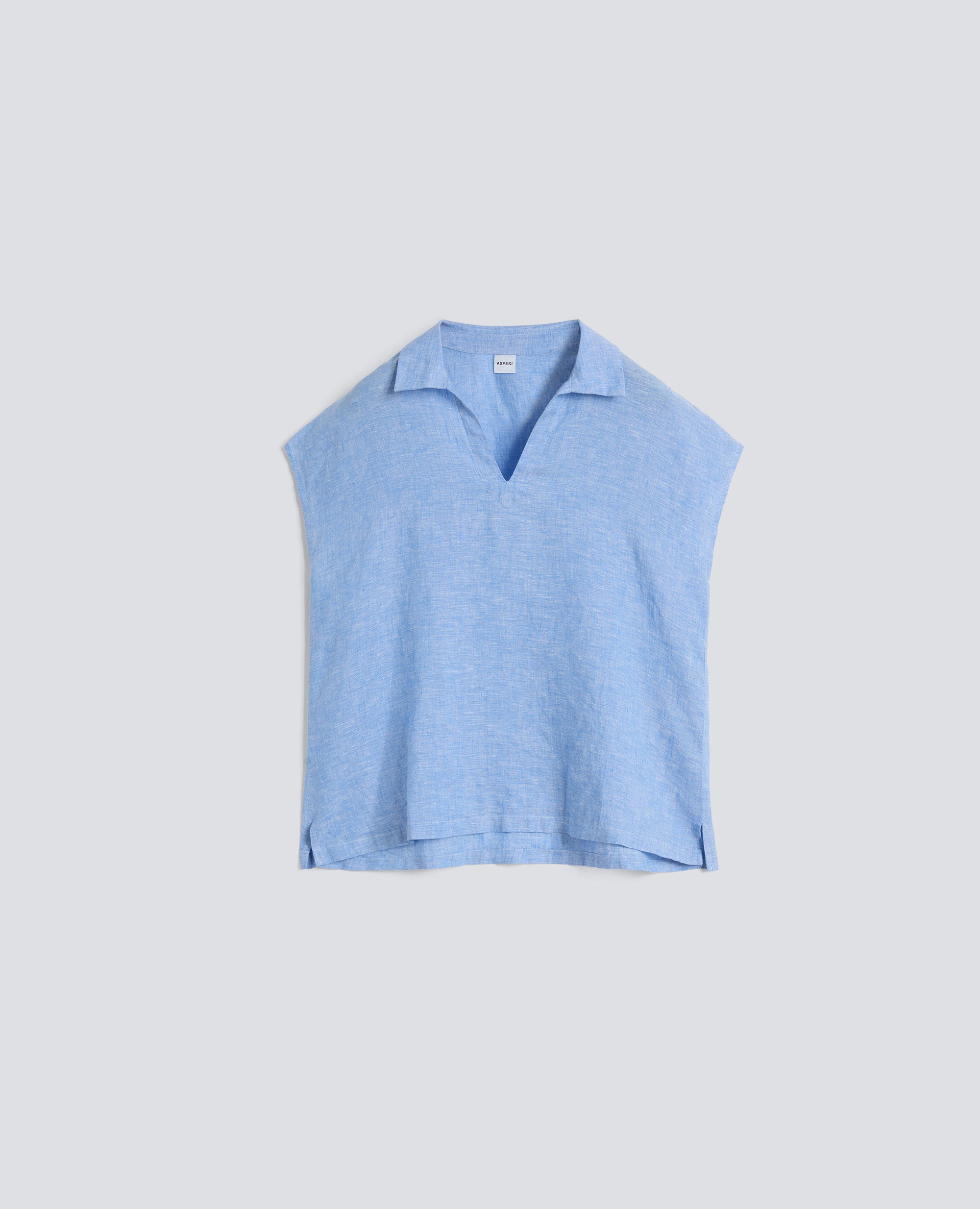 TOP IN LINO DELAVE - AZZURRO - ASPESI