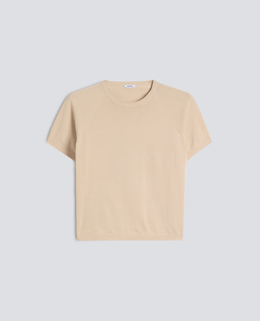 T-SHIRT ACOL ROND EN FIL DE COTON PUR - BEIGE - ASPESI