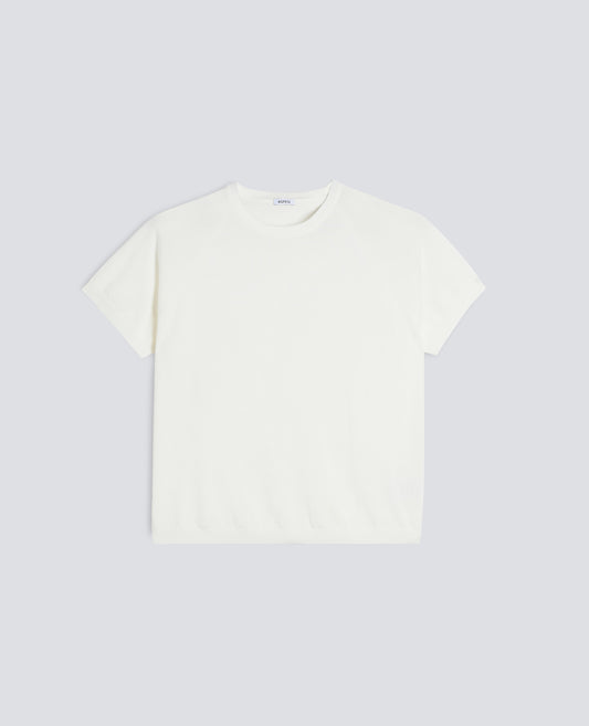 CREWNECK T-SHIRT IN PURE COTTON YARN - BIANCO - ASPESI
