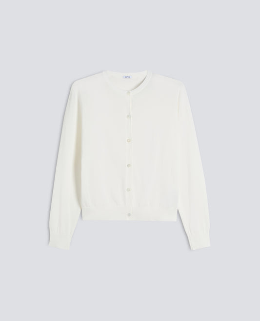 CARDIGAN A COL ROND EN COTON - BIANCO - ASPESI