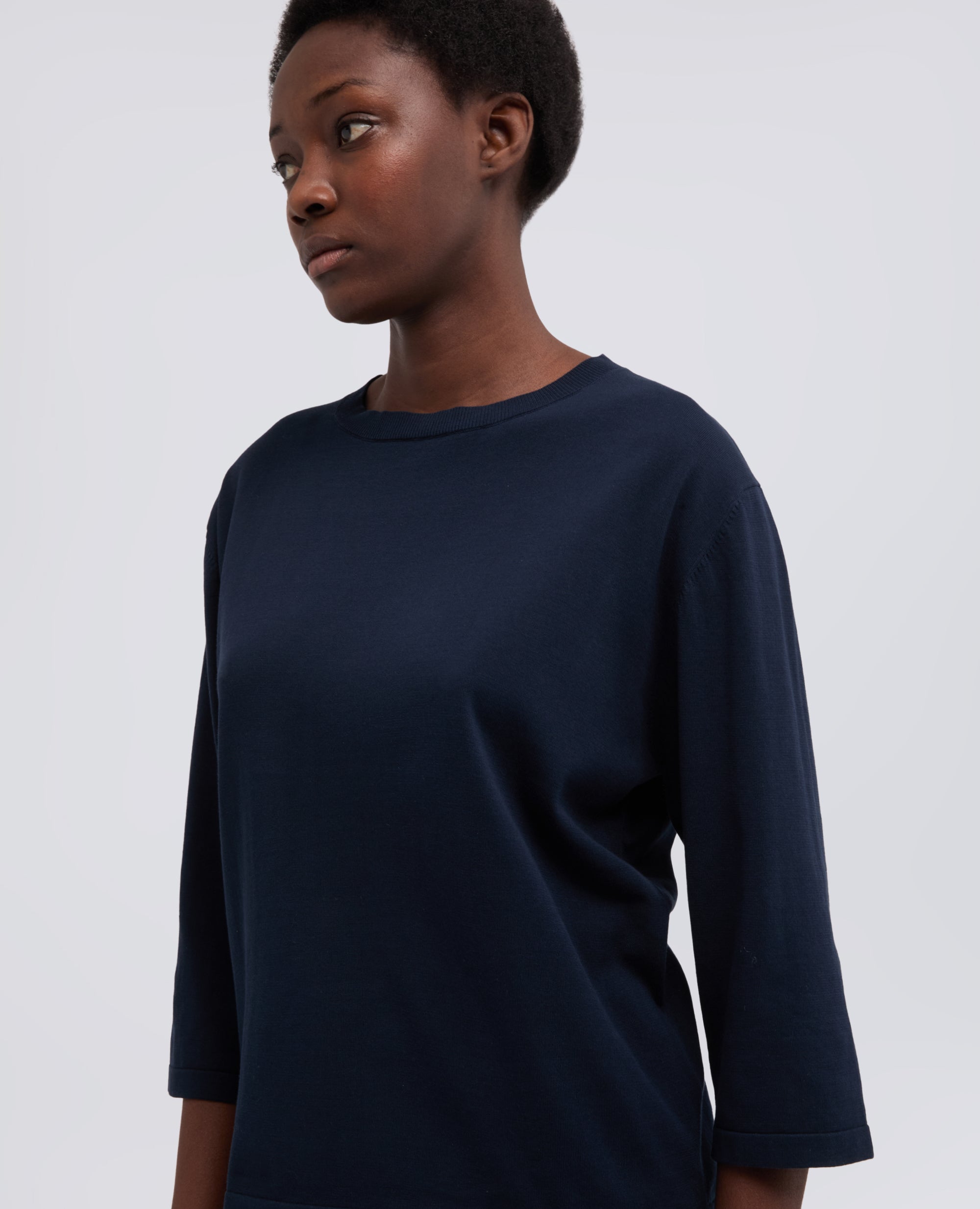 MAGLIA SCOLLO A BARCHETTA IN PURO COTONE - BLU - ASPESI