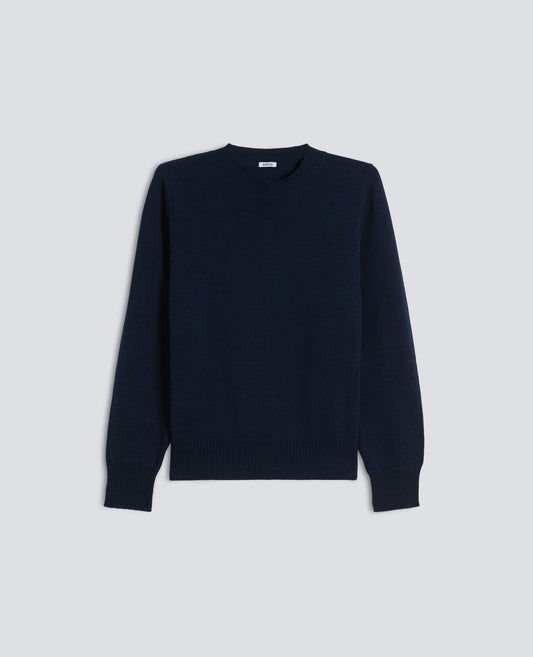 PULL AMANCHES LONGUES ACOL ROND EN COTON - BLU - ASPESI