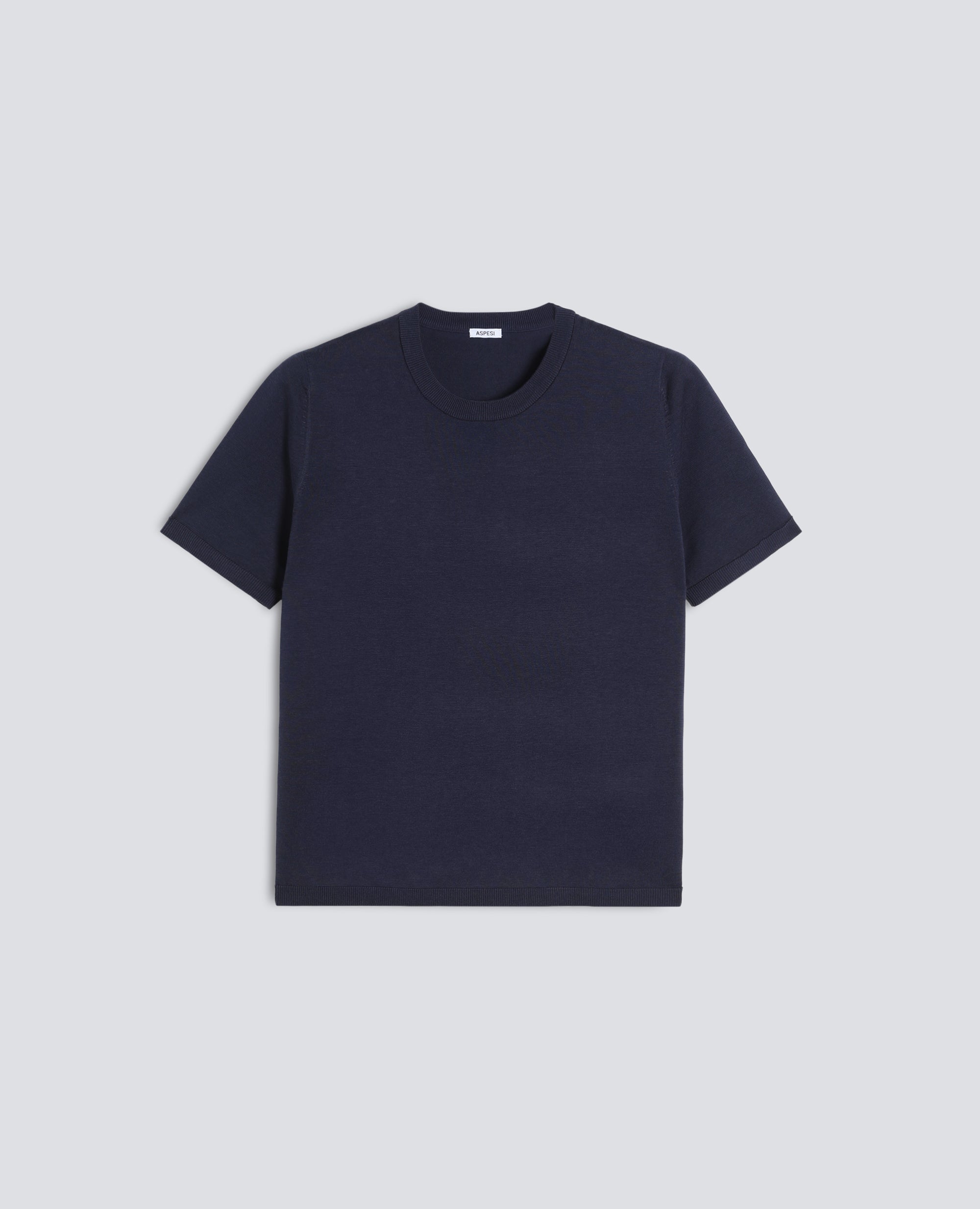 T-SHIRT GIROCOLLO IN MISTO COTONE, SETA E LINO - BLU - ASPESI