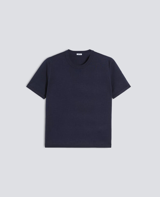 T-SHIRT ACOL ROND EN MELANGE COTON, SOIE ET LIN - BLU - ASPESI