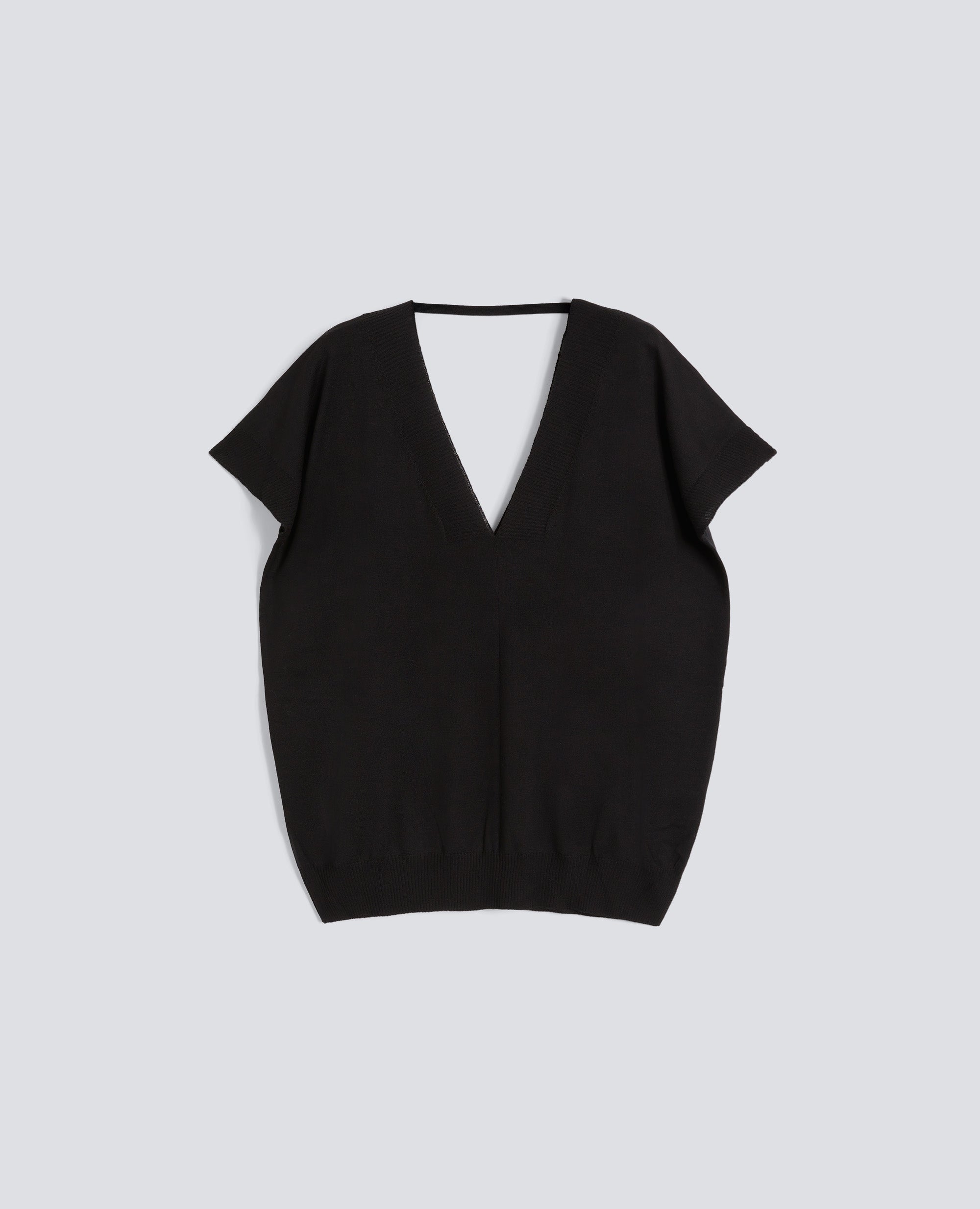 PULL EN LAINE ET SOIE ACOL EN V - NERO - ASPESI