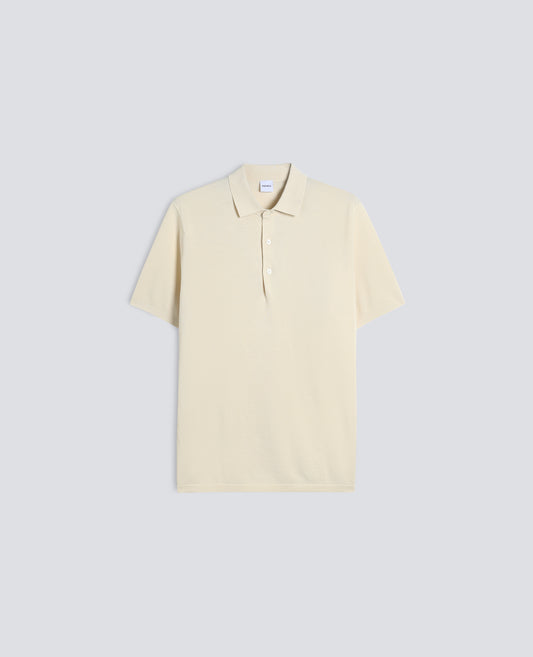 KURZARMELIGES POLOSHIRT AUS TEXTILGEFARBTEM PIQUE STITCH COTTON - NATURALE - ASPESI