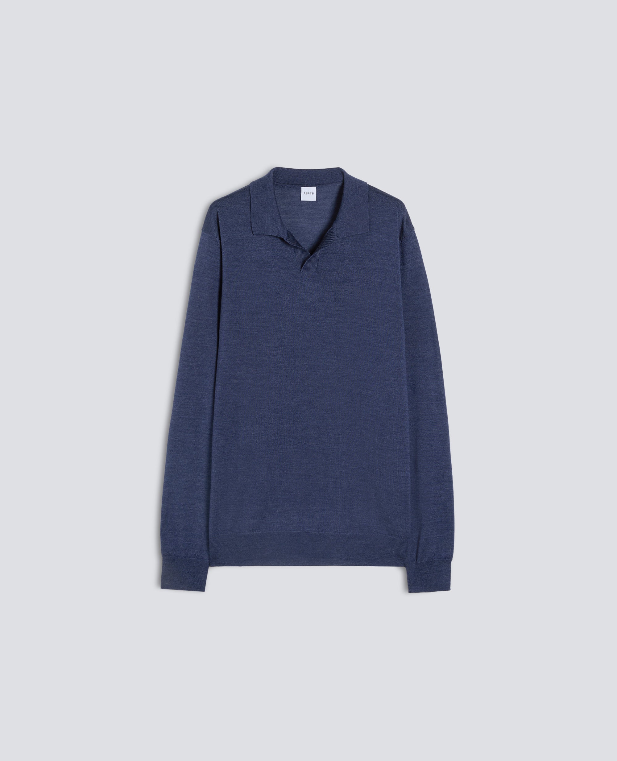 BUTTONLESS POLO SHIRT IN WOOL AND SILK - BLU - ASPESI