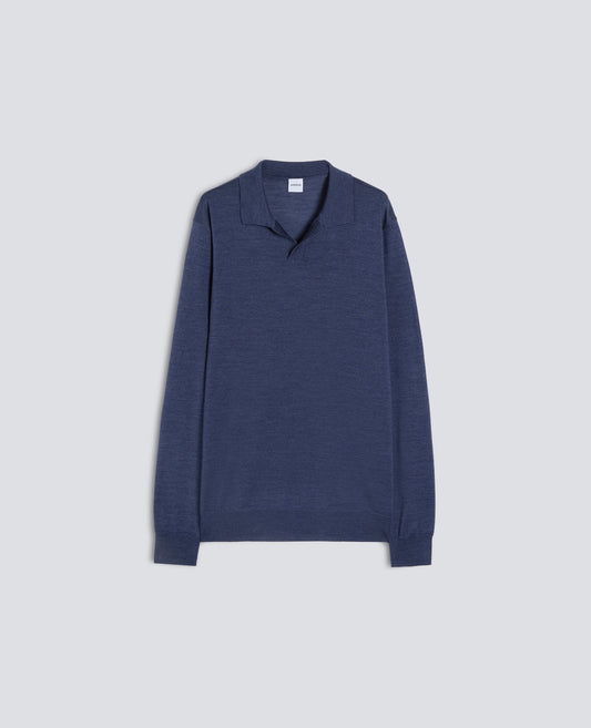 KNOPFLOSES POLOHEMD AUS WOLLE UND SEIDE - BLU - ASPESI