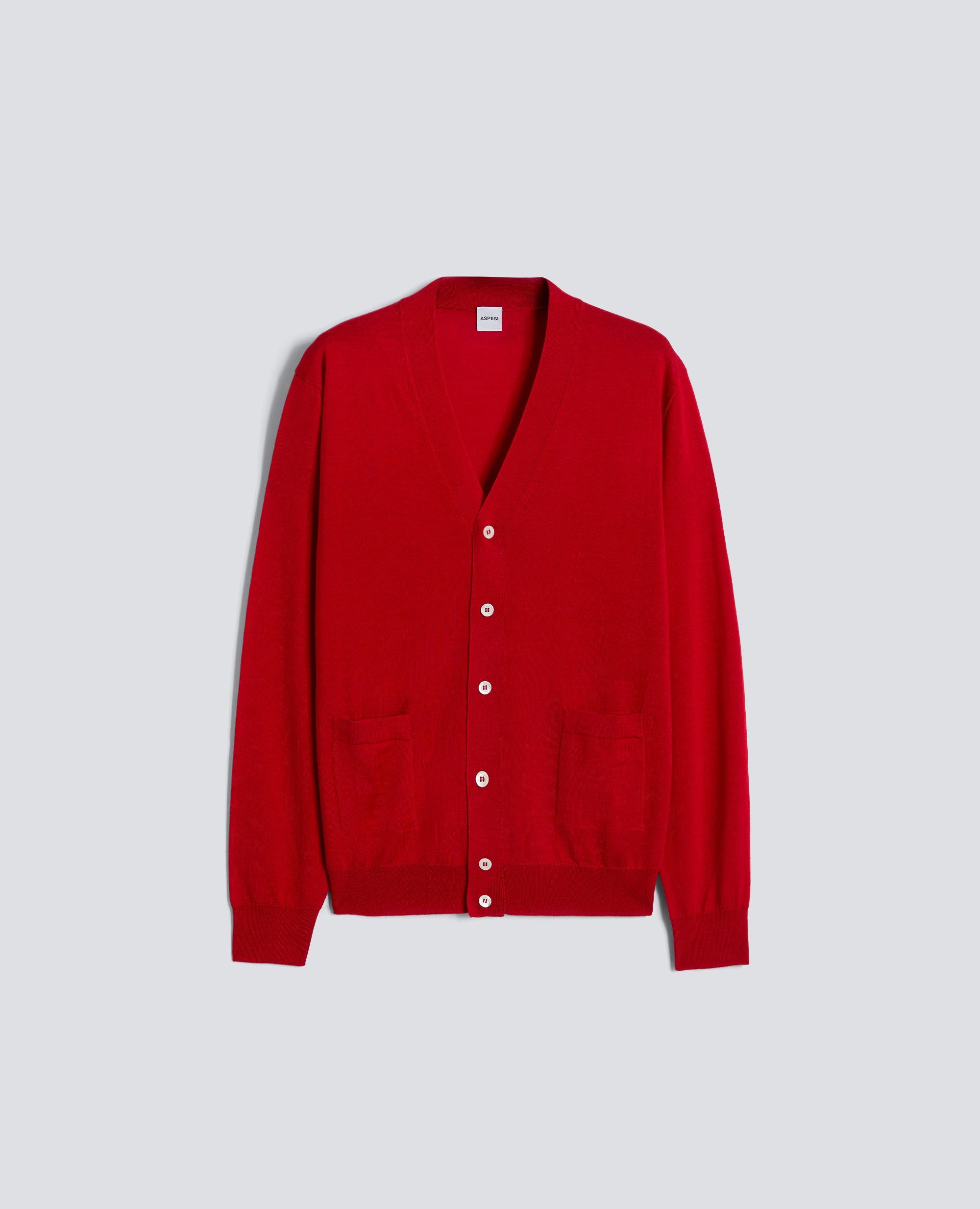 CARDIGAN IN LANA E SETA - ROSSO - ASPESI