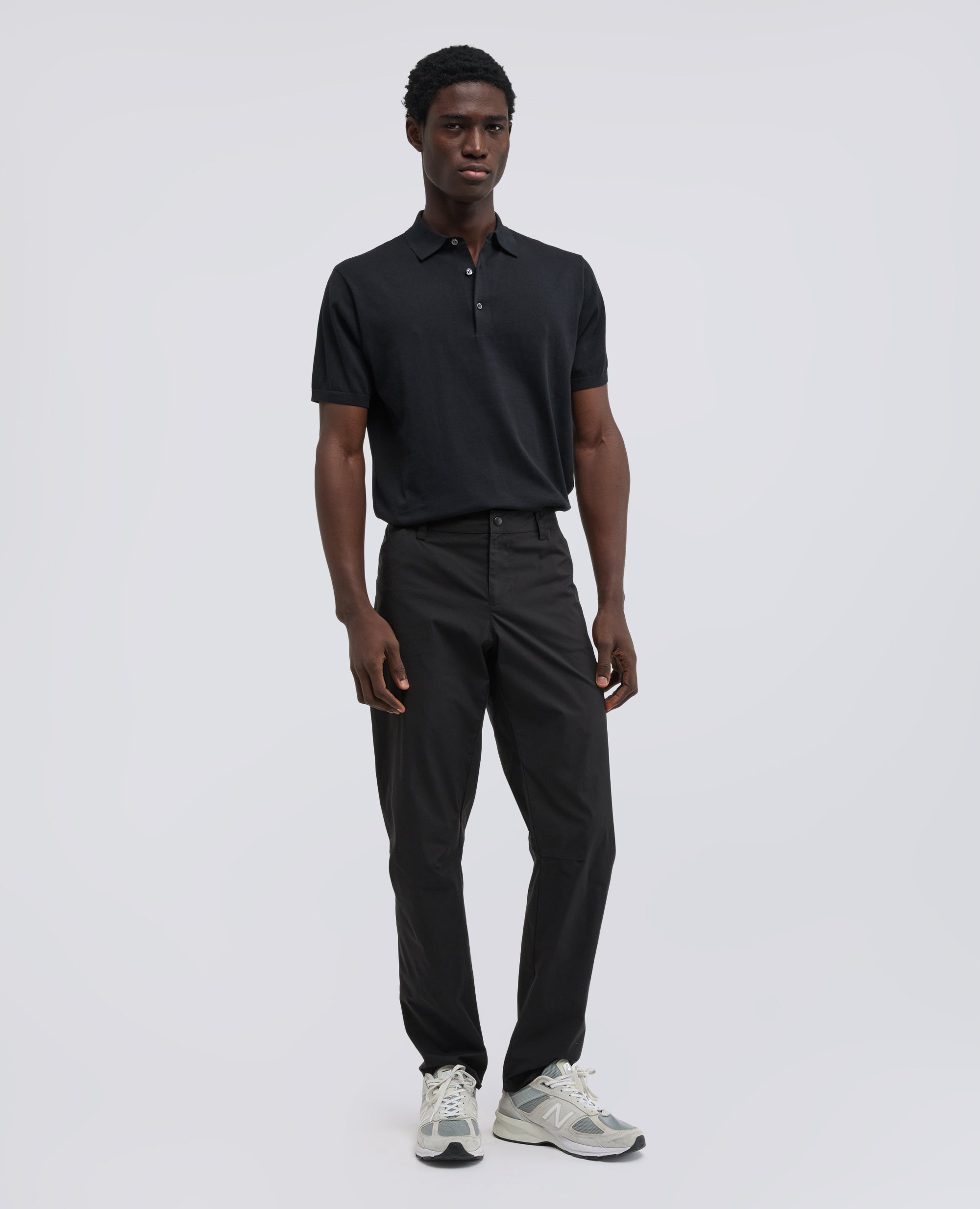 CAMISA POLO DE ALGODON CON BOTONES DE NACAR - NERO - ASPESI