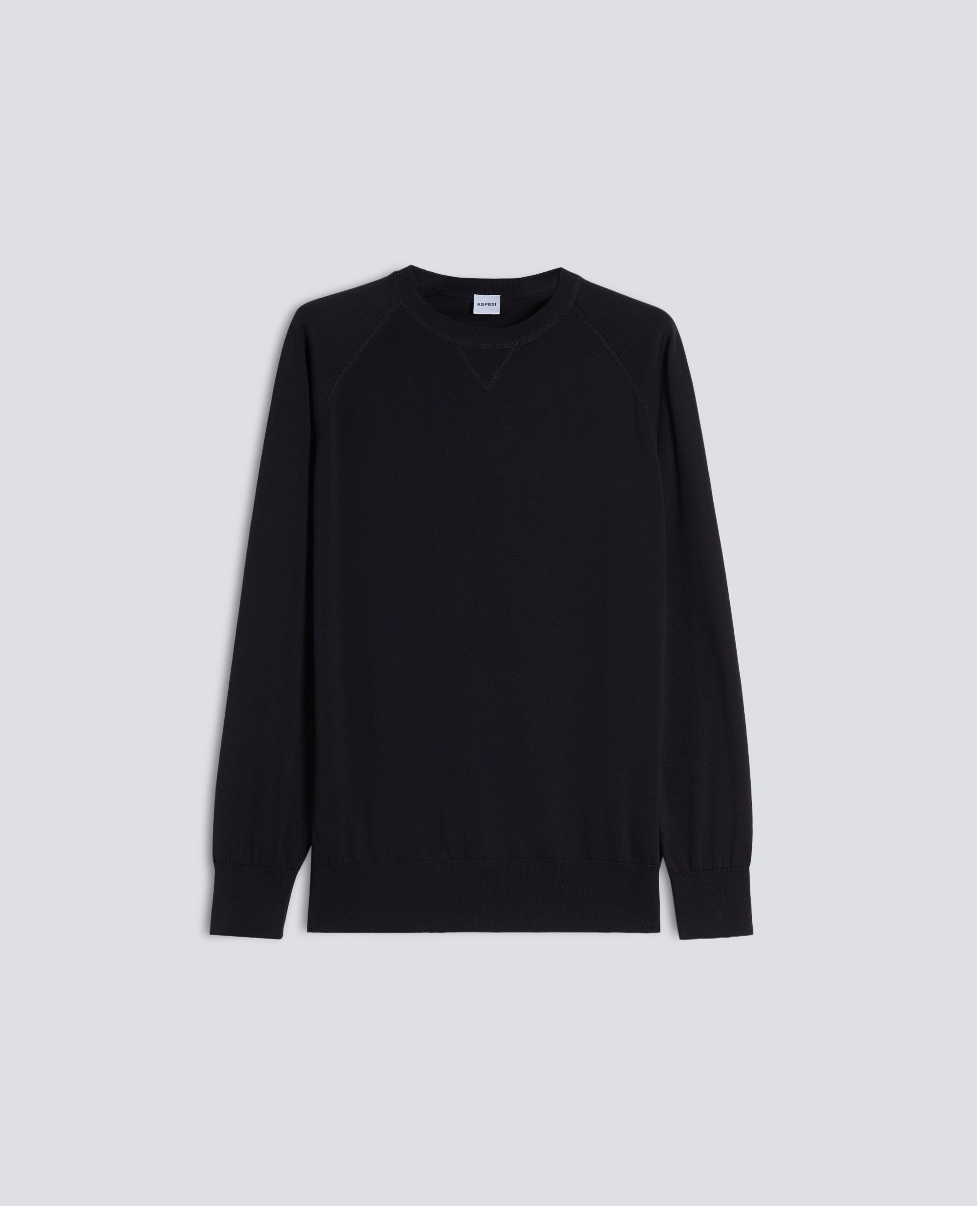 JERSEY DE ALGODON DE CUELLO REDONDO - BLU - ASPESI
