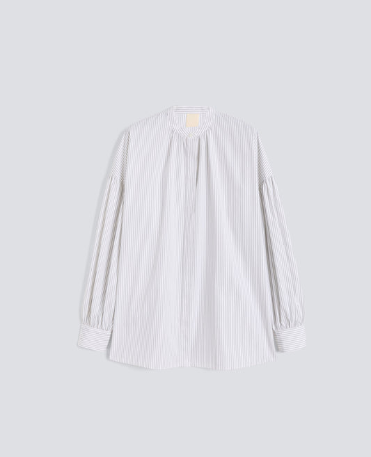 CAMICIA IN POPELINE DI COTONE RIGATO - NERO - ASPESI
