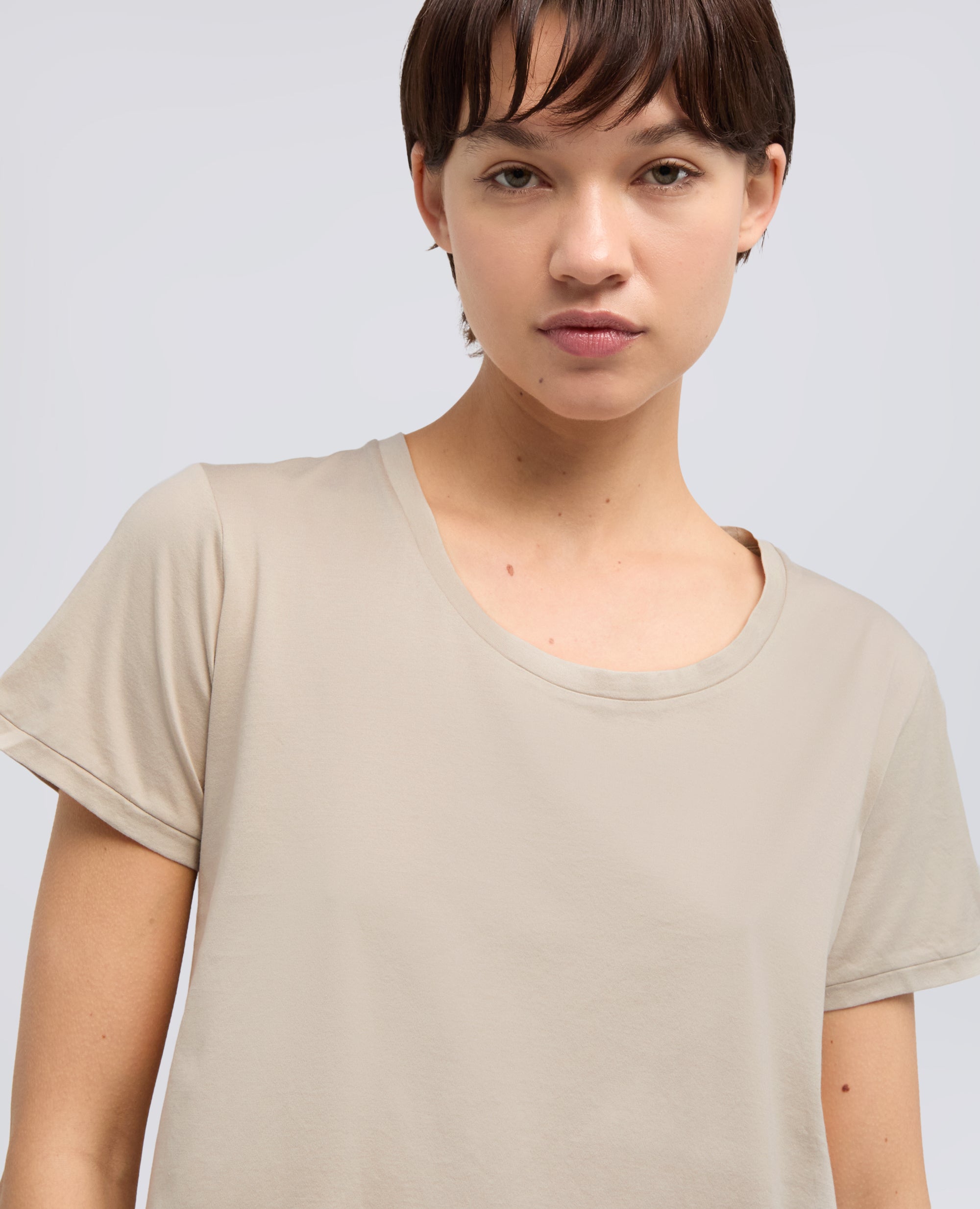 T-SHIRT EN JERSEY DE COTON - BEIGE - ASPESI