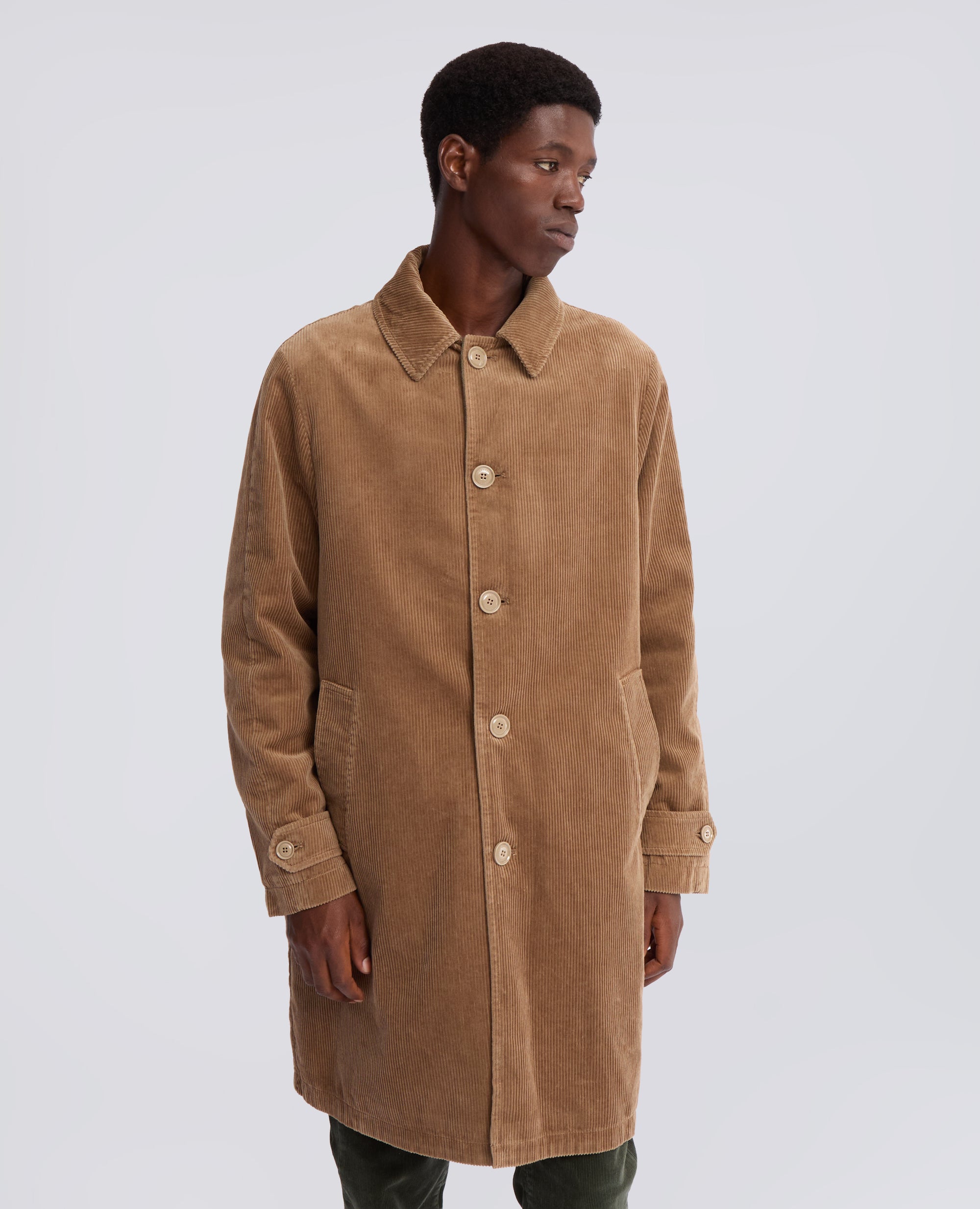 CAPPOTTO MONO PETTO IN VELLUTO DI COTONE A COSTE INGLESE - BEIGE - ASPESI