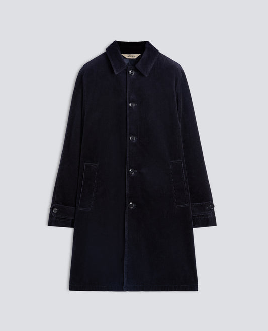 MANTEAU DROIT EN VELOURS COTELE DE COTON À COTES ANGLAISES - BLEU - ASPESI