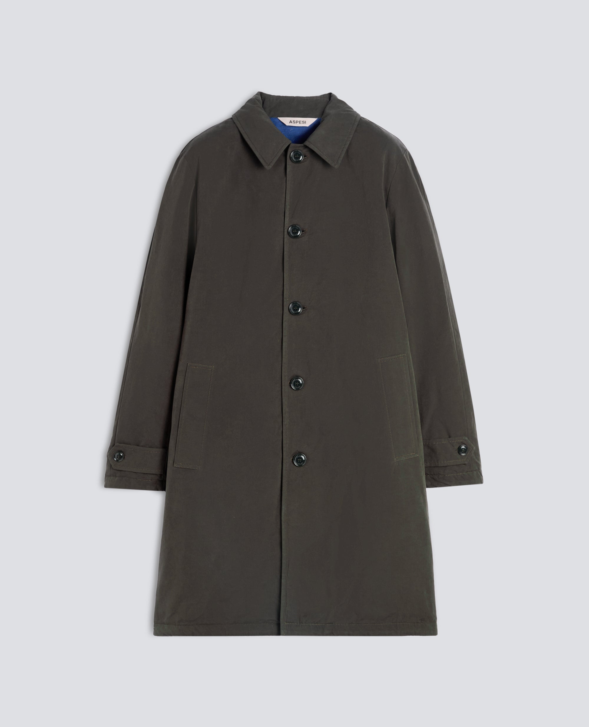 THERMORE-PADDED SINGLE-BREASTED DRY WAX CANVAS COAT - GREY - ASPESI