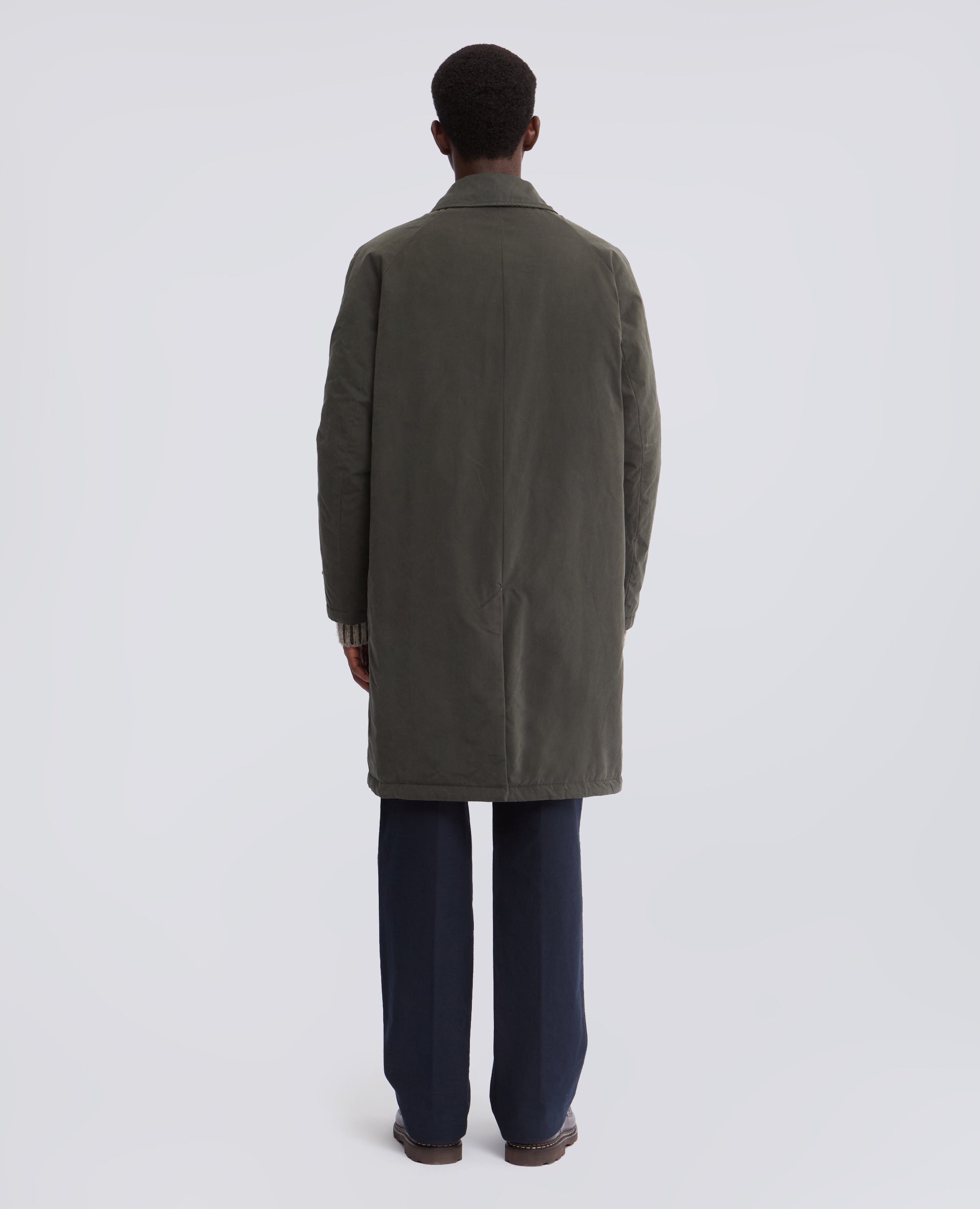 THERMORE-PADDED SINGLE-BREASTED DRY WAX CANVAS COAT - GREY - ASPESI