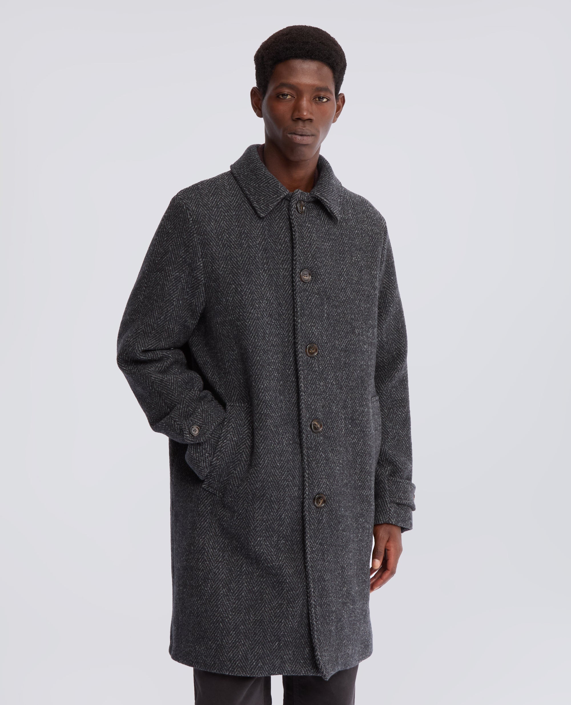 MANTEL AUS ANGERAUTER BOUCLE-WOLLE - GRAU - ASPESI