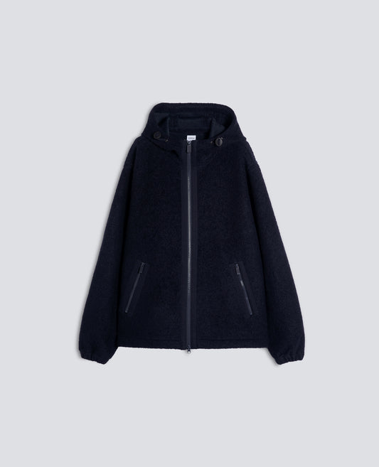 WOOL-BLEND HOODIE - BLUE - ASPESI
