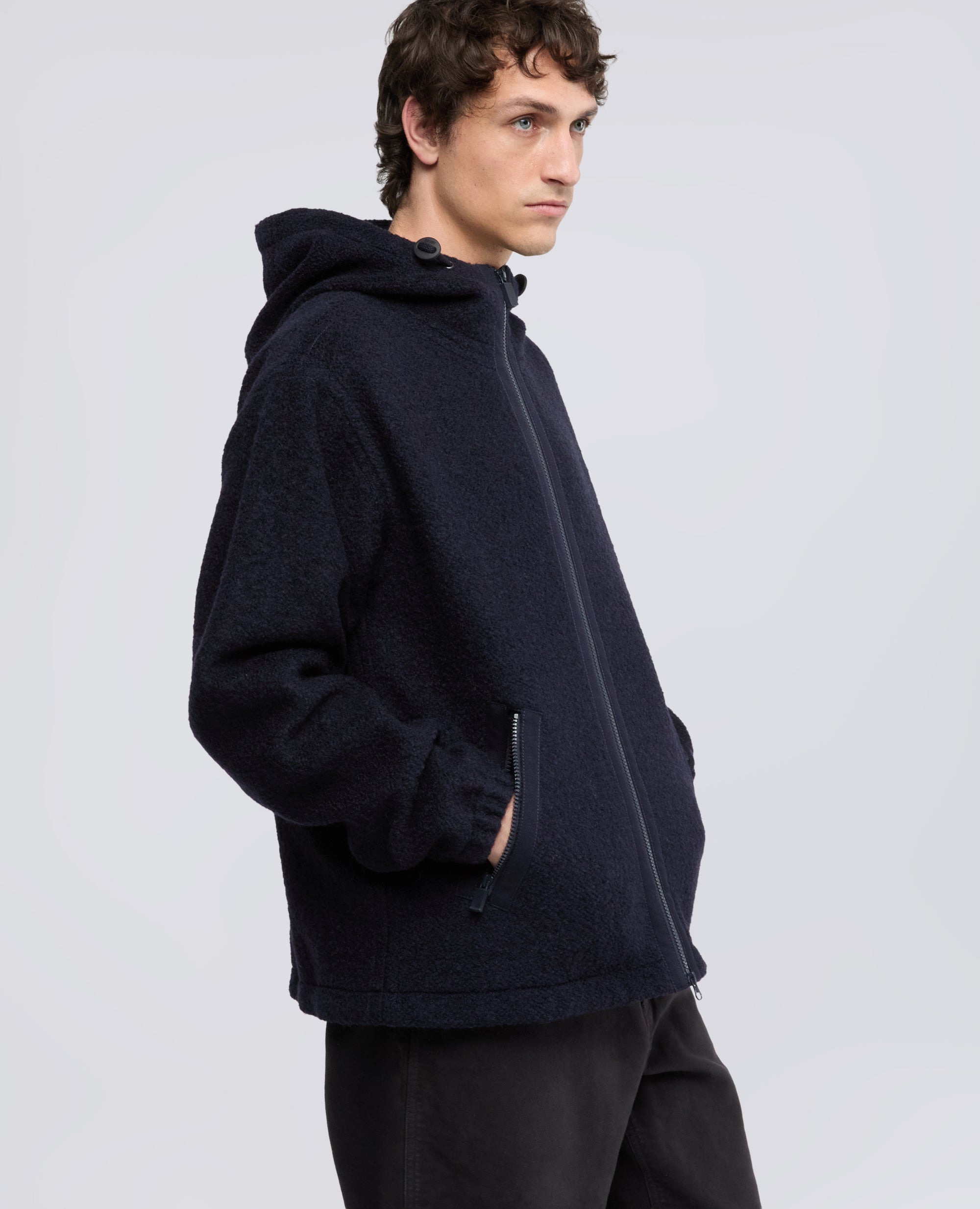 WOOL-BLEND HOODIE - BLUE - ASPESI