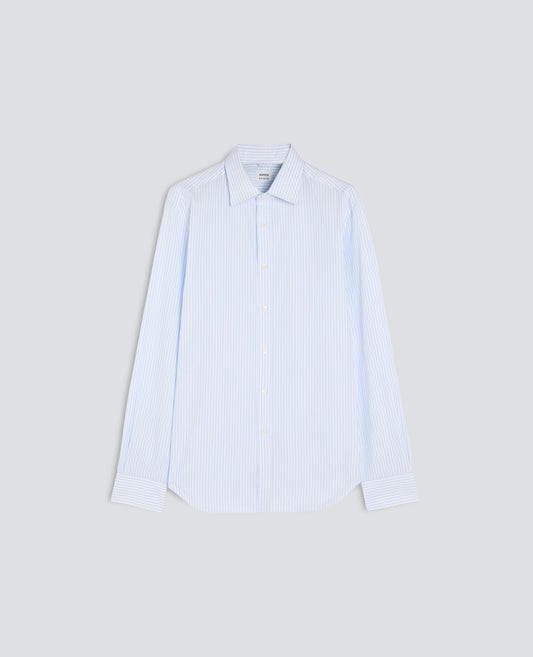 CAMISA SERGE DE POPELINA DE ALGODON A RAYAS - AZUL - ASPESI