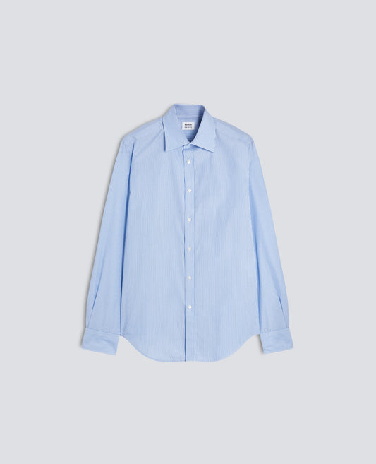 SERGE STRIPED COTTON POPLIN SHIRT - AZZURRO - ASPESI