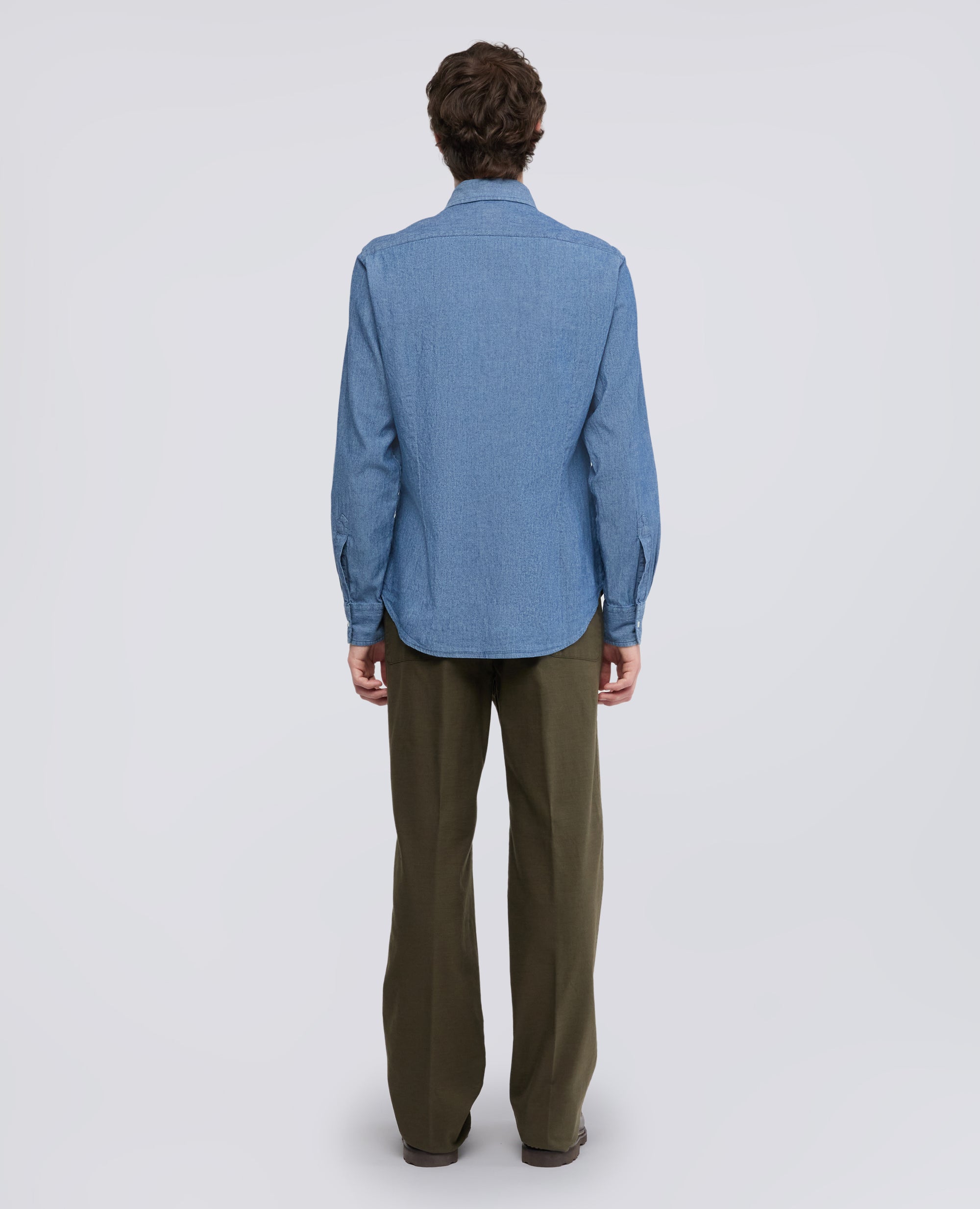 CAMICIA IN CHAMBRAY DI COTONE GIAPPONESE - BLU - ASPESI