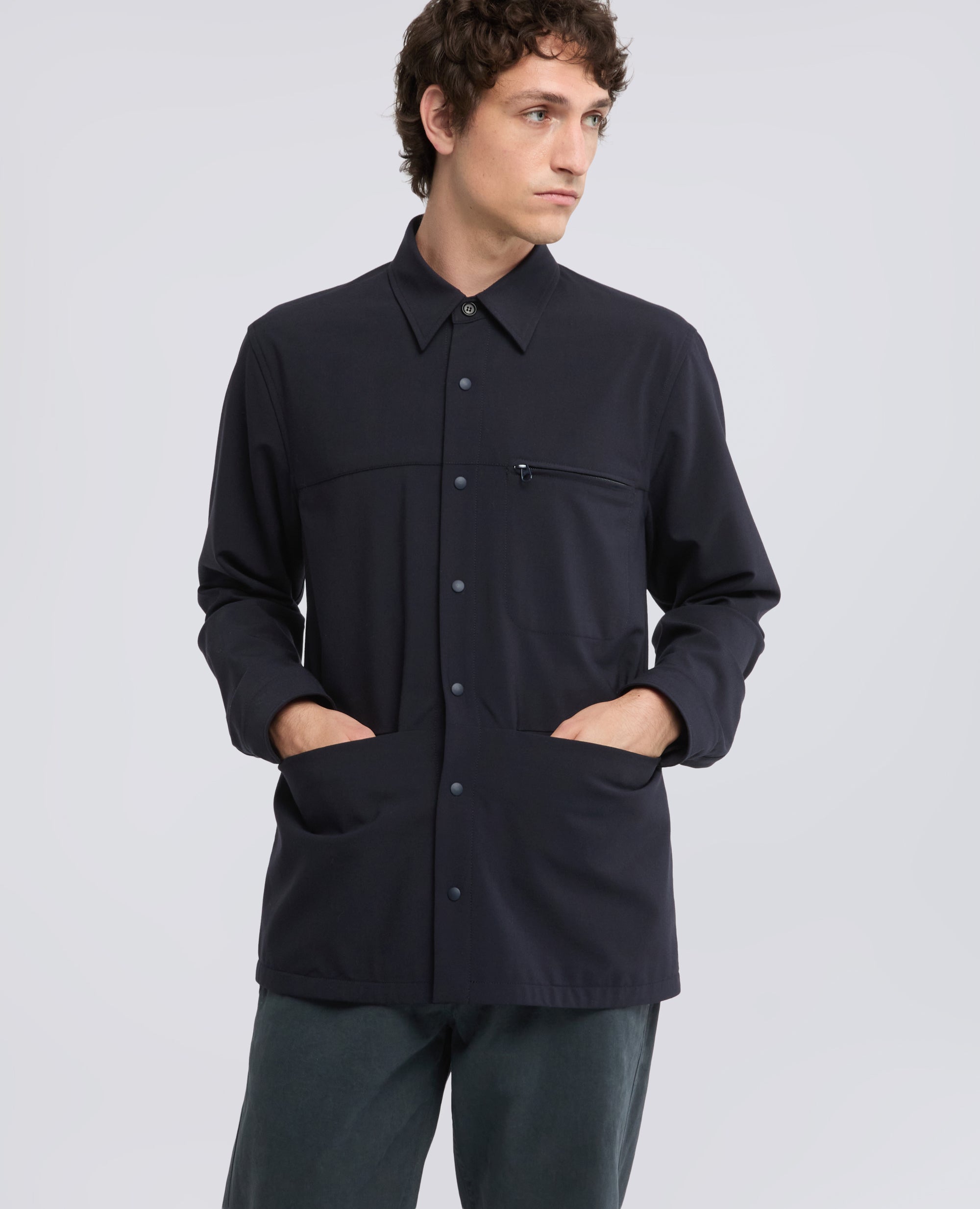 CAMICIA SFODERATA IN FLANELLA TECNOLANA COMFORT - BLU - ASPESI