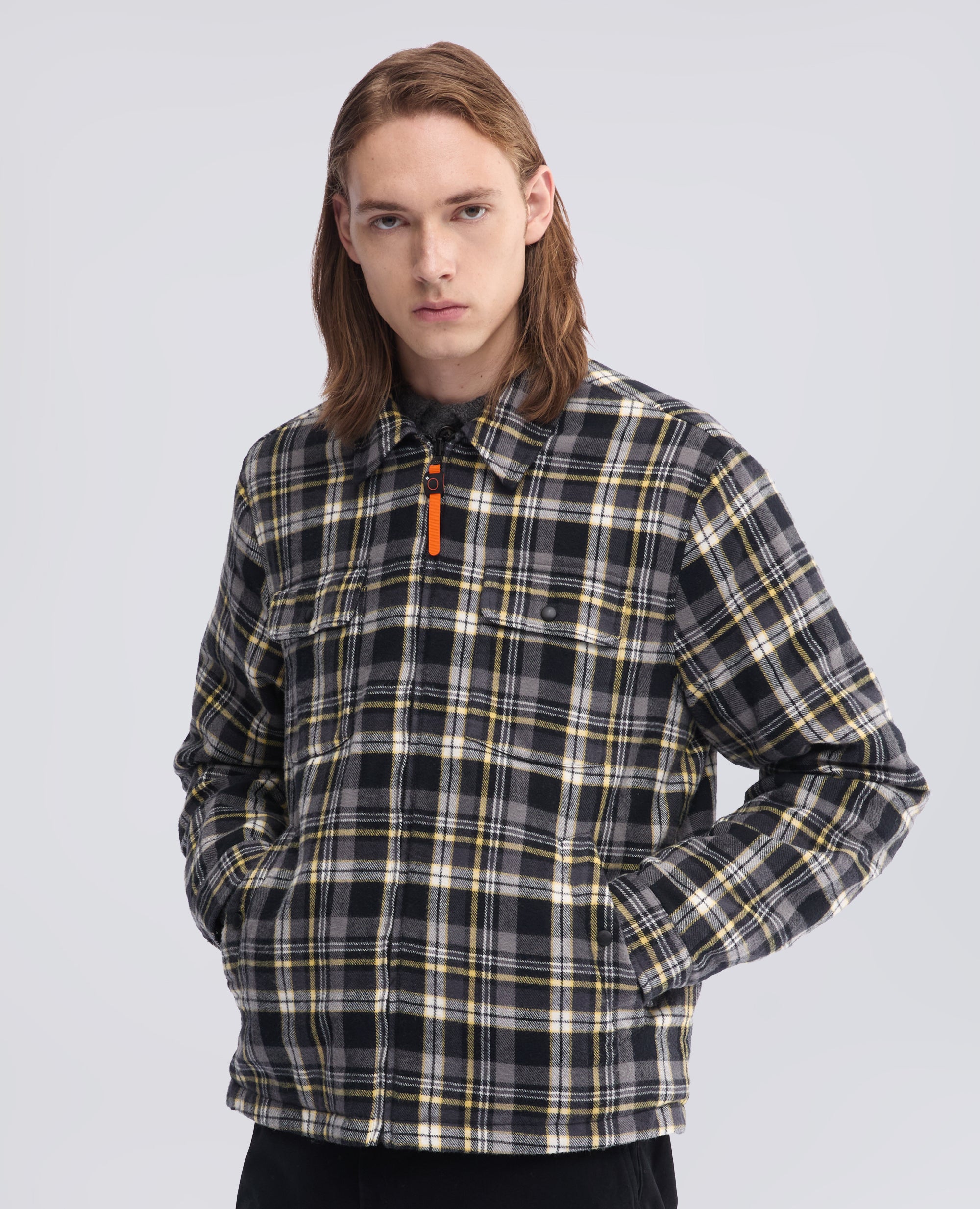 CAMICIA IN FLANELLA CHECK DI COTONE GARZATA FODERATA IN NYLON, REVESIBILE - MULTICOLOR - ASPESI