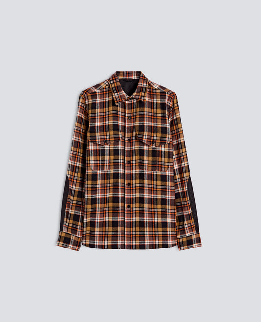 CAMISA DE FRANELA CHECK DE ALGODON PERCHADA - MARRON - ASPESI