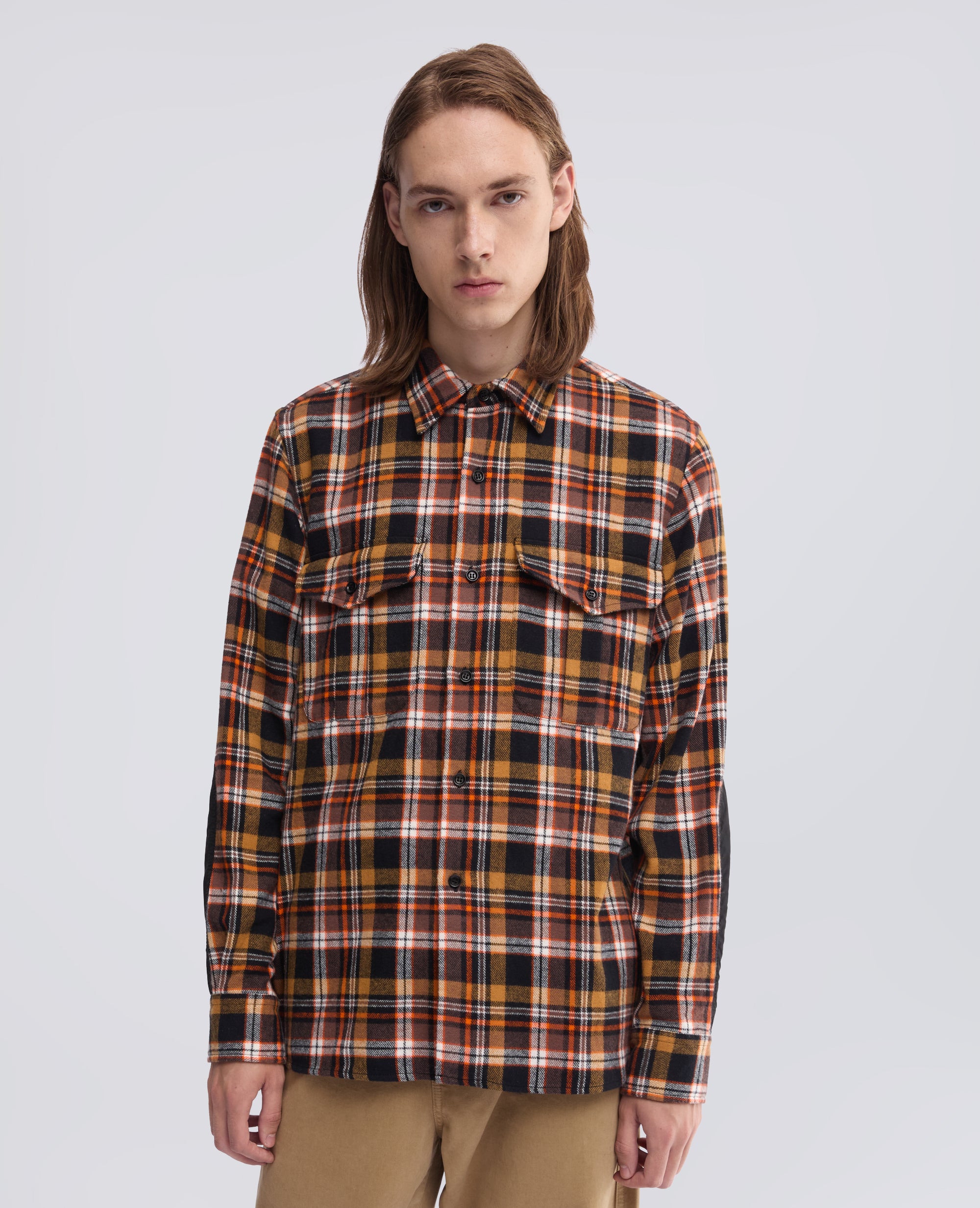 CAMICIA IN FLANELLA CHECK DI COTONE GARZATA - MARRONE - ASPESI
