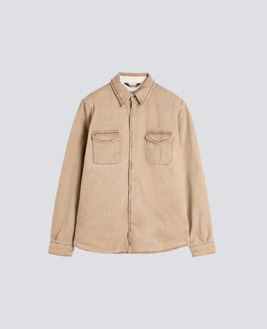 CAMISA DE DENIM DE ALGODON ACOLCHADA CON GUATA LIGERA - BEIGE - ASPESI