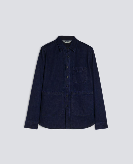 CAMICIA UTILITY IN DENIM DI COTONE - BLU - ASPESI