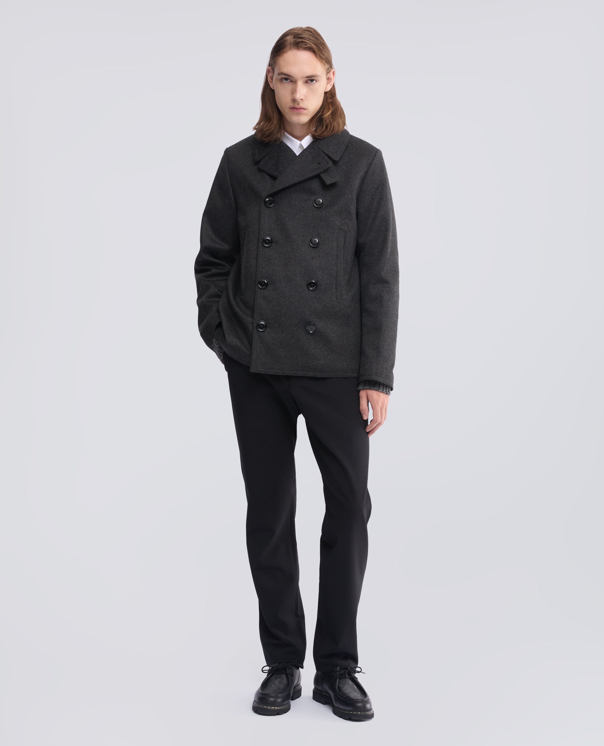 PEACOAT IN LODEN DI LANA E ALPACA IMBOTTITO CON THERMORE - GRIGIO - ASPESI