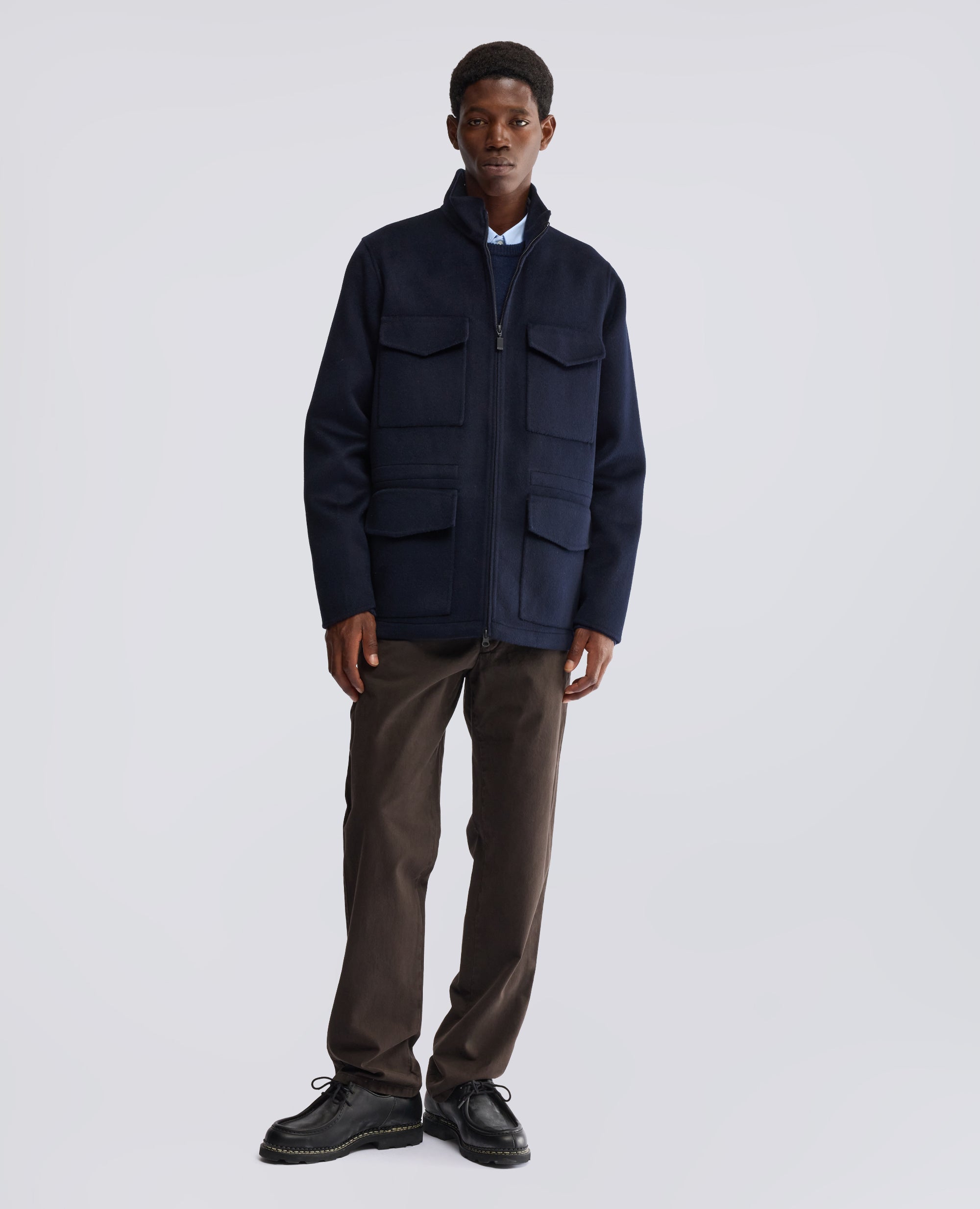 FIELD JACKET IN DOUBLE DI LANA - BLU - ASPESI