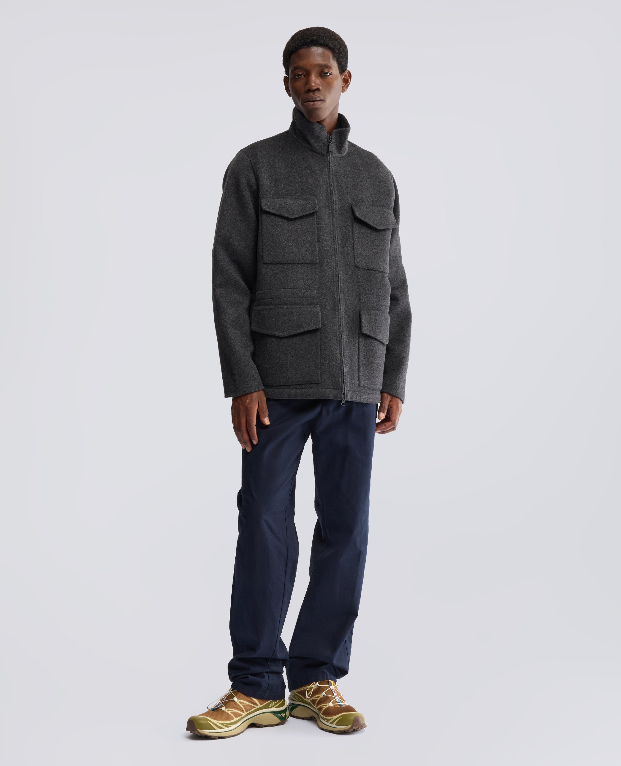 FIELD JACKET IN DOUBLE DI LANA - GRIGIO - ASPESI
