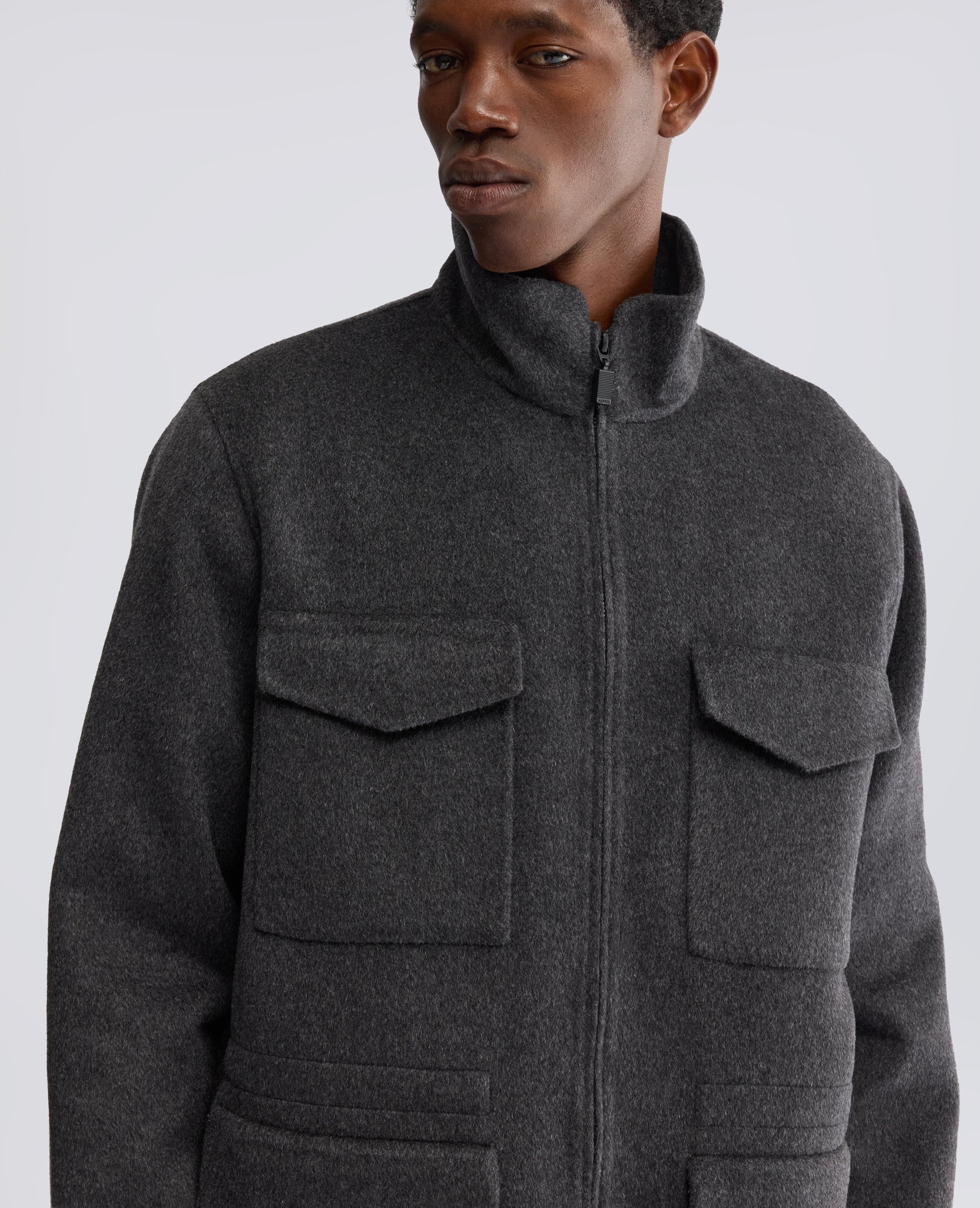 FIELD JACKET IN DOUBLE DI LANA - GRIGIO - ASPESI