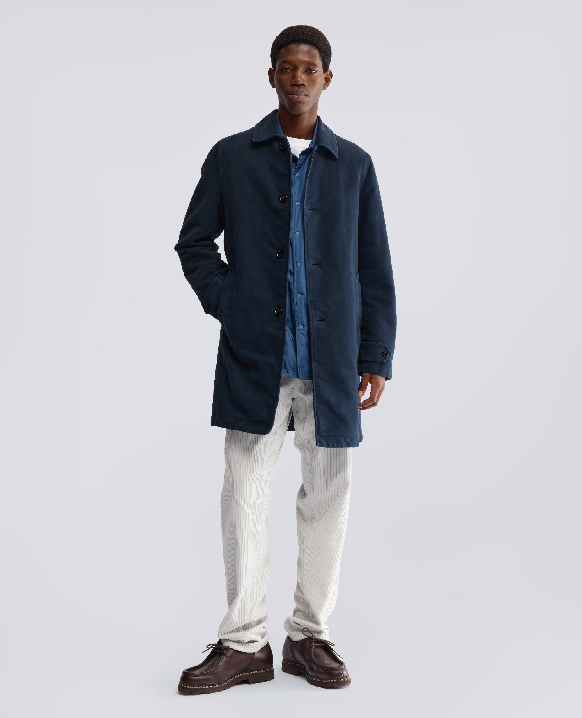 CAPPOTTO PERFETTO IN FUSTAGNO DI COTONE - BLU - ASPESI