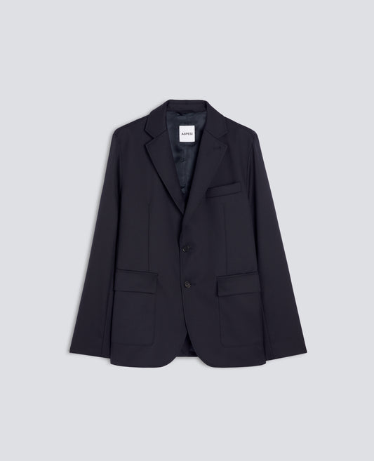 BLAZER IN GABARDINA DI PURA LANA VERGINE - BLU - ASPESI