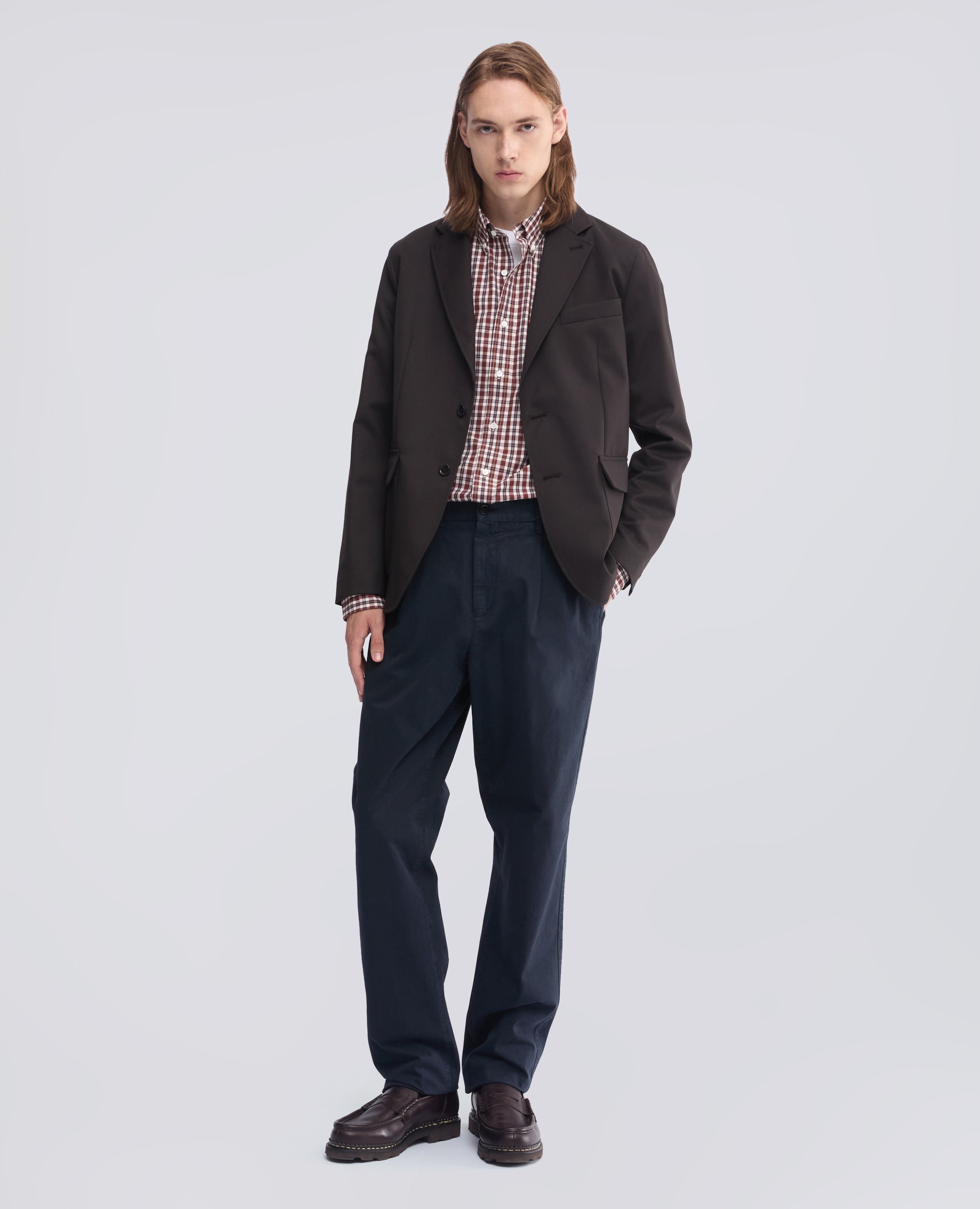 PANTALONE MONO PINCE IN GABARDINA DI COTONE TINTO CAPO - BLU - ASPESI