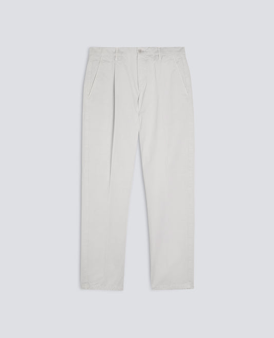 GARMENT-DYED COTTON GABARDINE SINGLE-DART TROUSERS - GREY - ASPESI