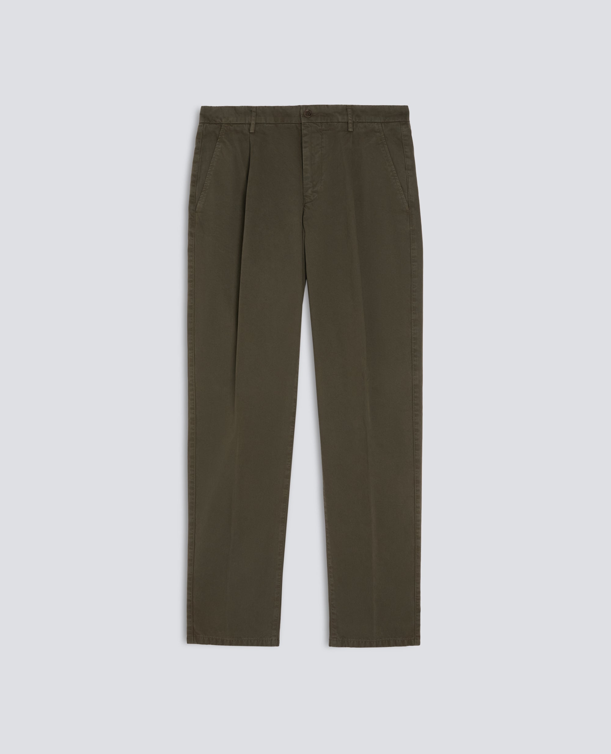PANTALONE MONO PINCE IN GABARDINA DI COTONE TINTO CAPO - VERDE - ASPESI