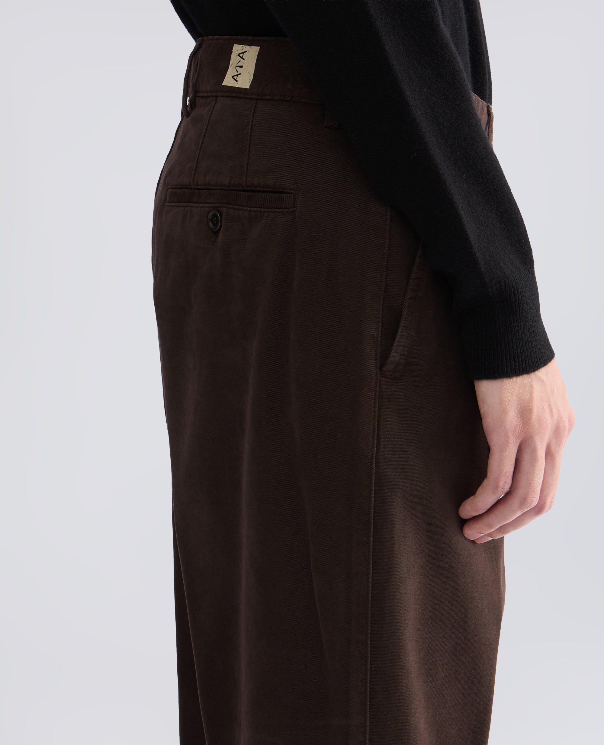 PANTALONE IN GABARDINA DI COTONE SMERIGLIATA, TINTO CAPO - MARRONE - ASPESI