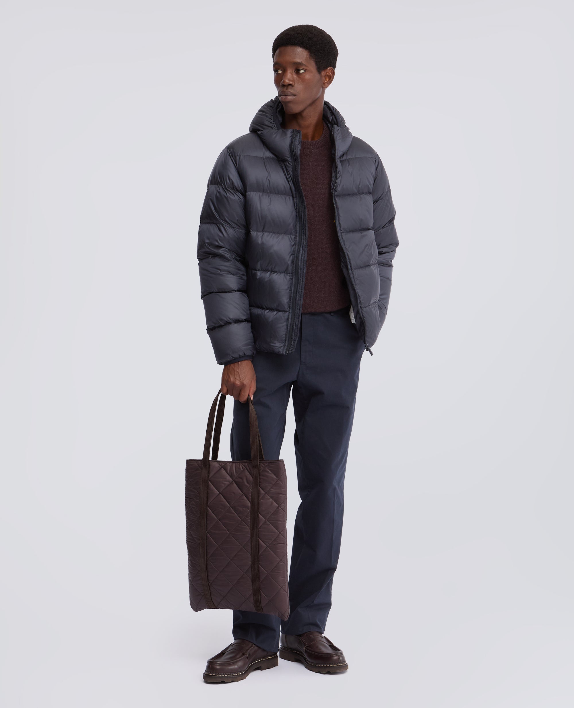 BORSA TRAPUNTATA IN NYLON - MARRONE - ASPESI
