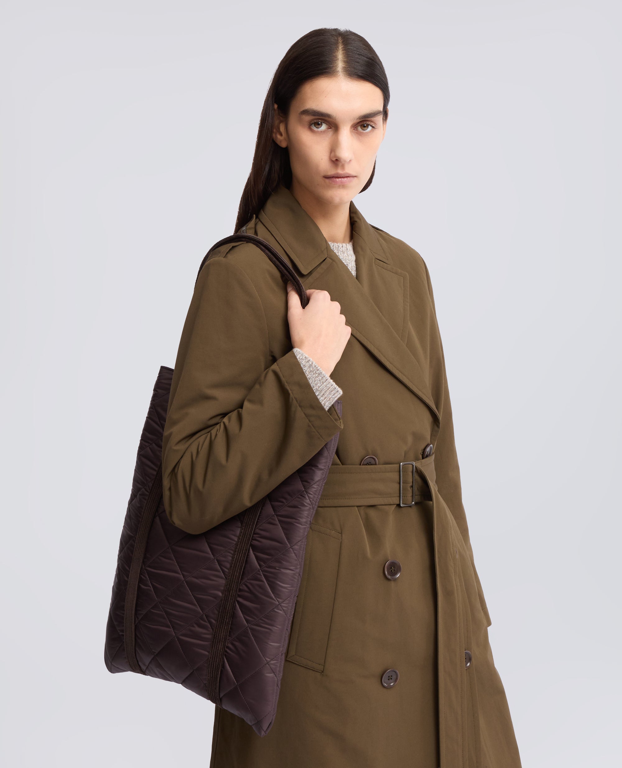 BORSA TRAPUNTATA IN NYLON - MARRONE - ASPESI