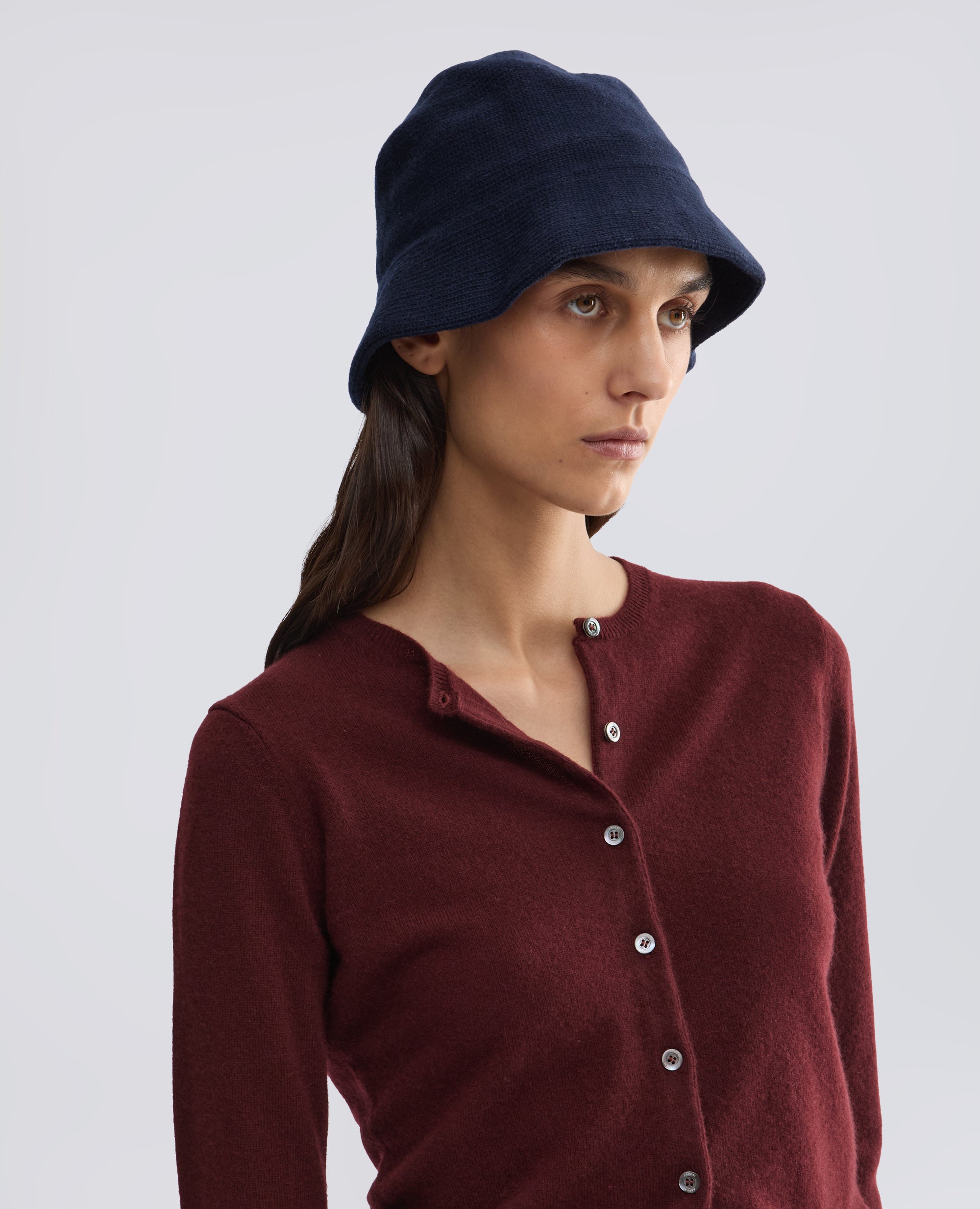 CAPPELLO IN LANA E CASHMERE - BLU - ASPESI